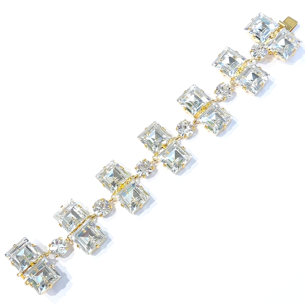 Vintage Givenchy Bracelet 1970s Glass Crystal Bracelet Gold Tone Givenchy Paris